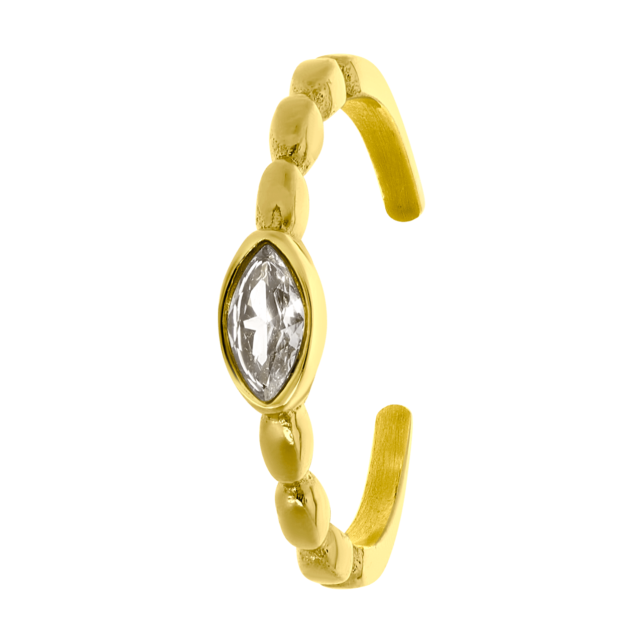 Stainless steel goldplated ring met zirkonia voor dames