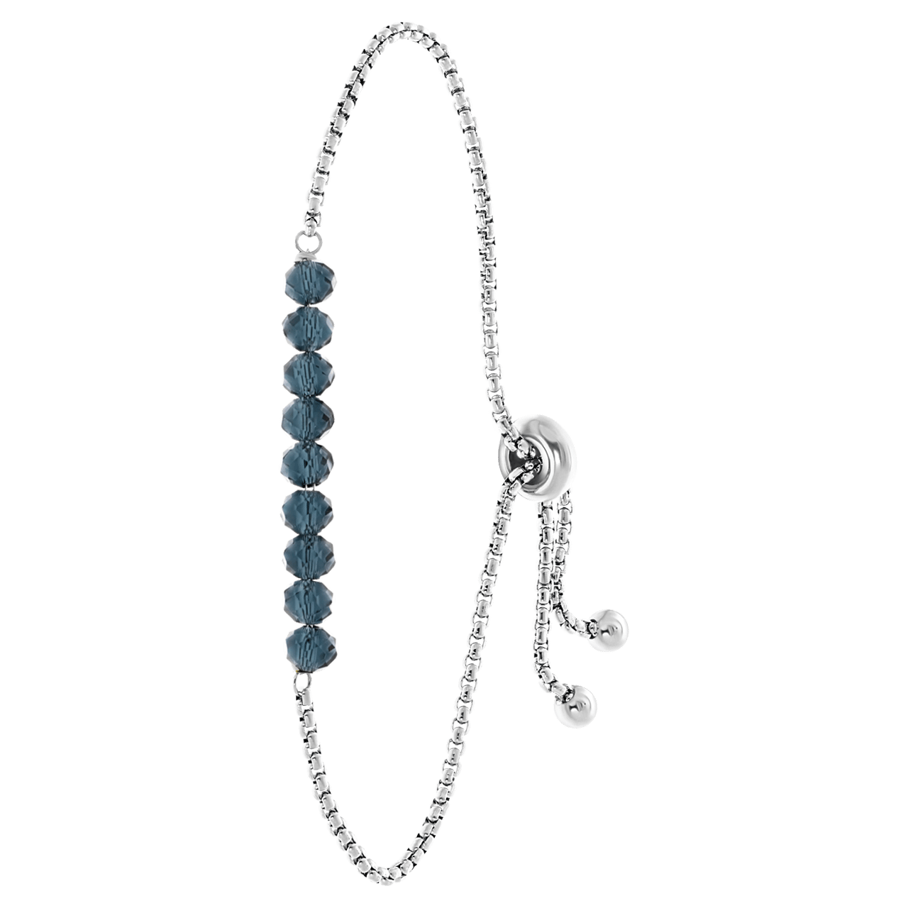 Gerecycleerd stainless steel armband met donkerblauwe kralen