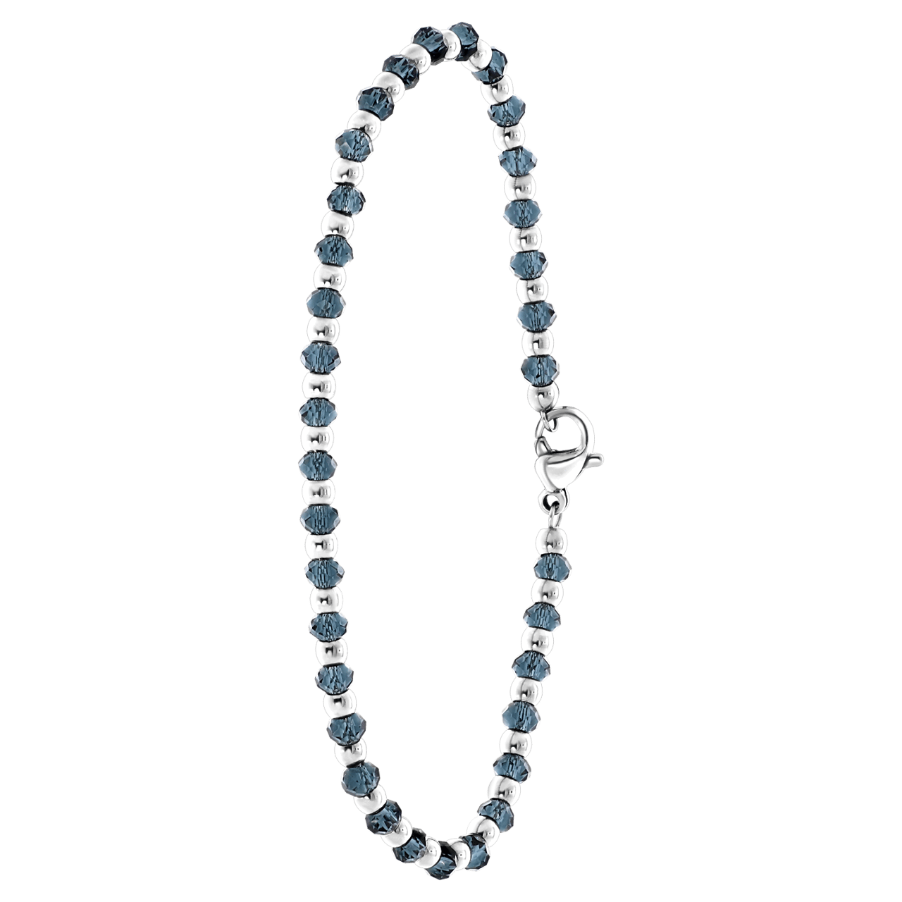 Gerecycled stalen armband met donkerblauwe kralen