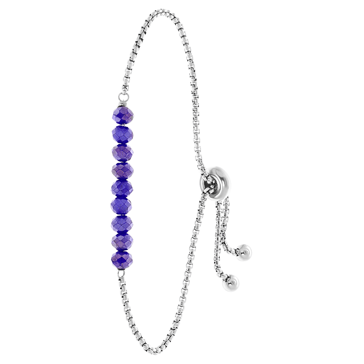 Gerecycled stainless steel armband met blauwe kralen