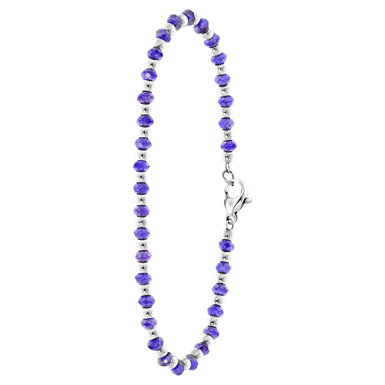 Gerecycled stainless steel armband met blauwe kralen