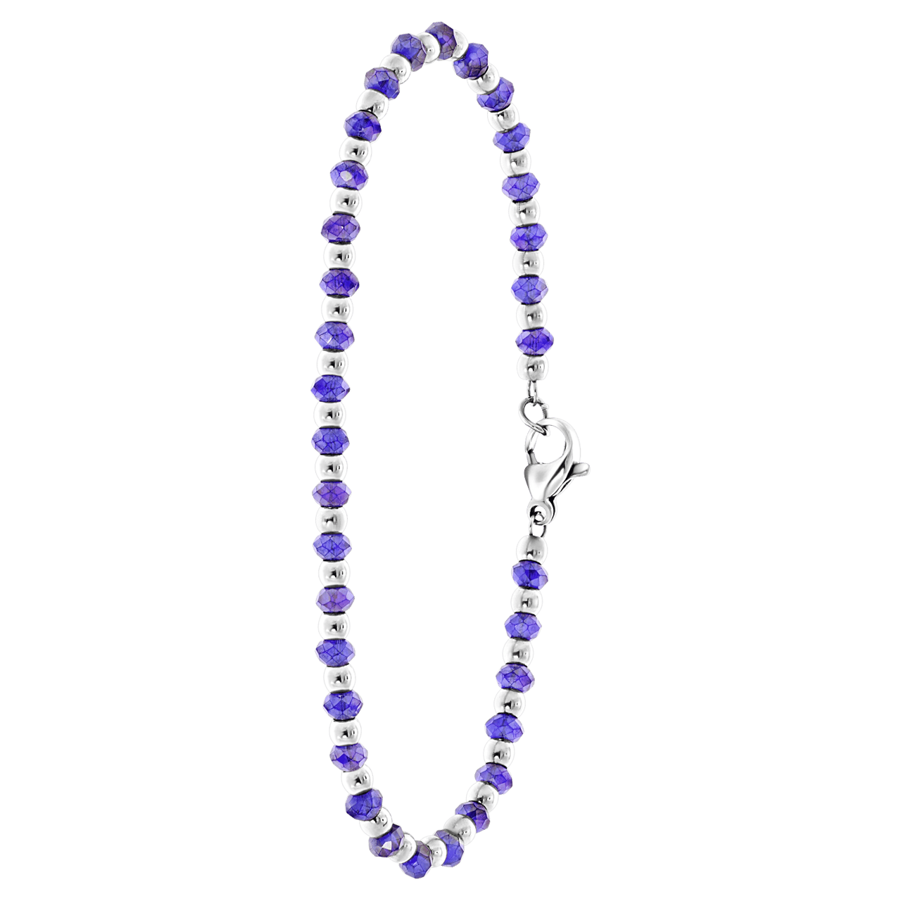 Gerecycleerd stalen armband met blauwe kralen