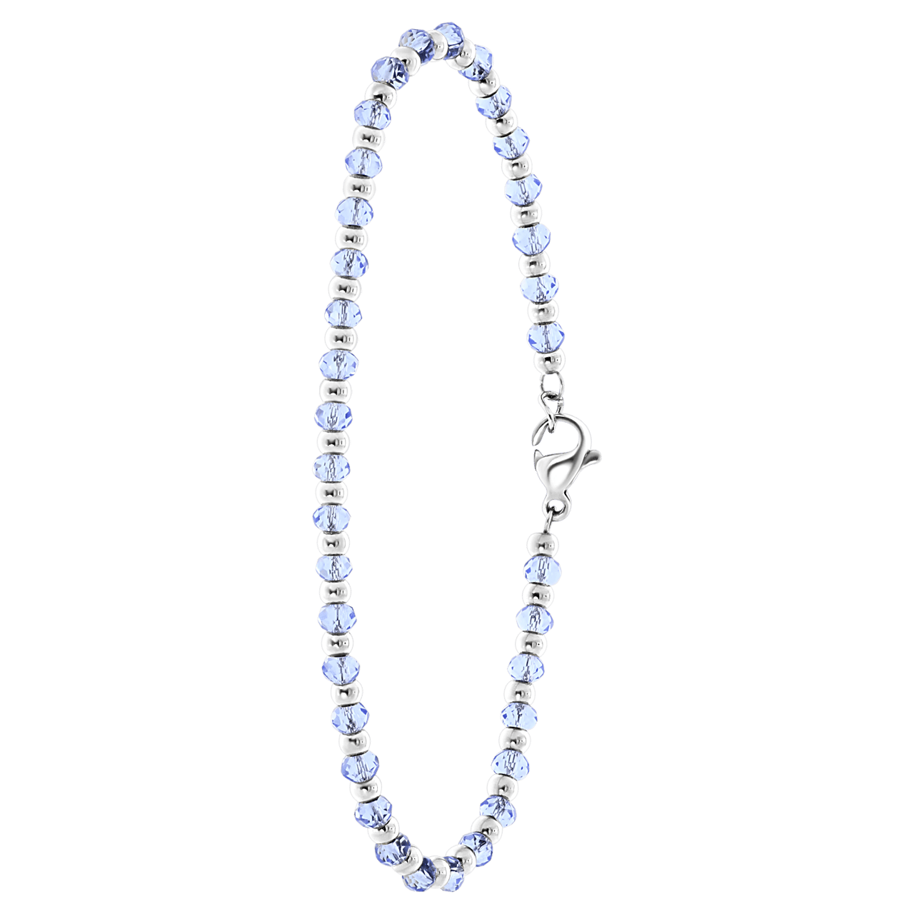 Gerecycleerd stalen armband met lichtblauwe kralen