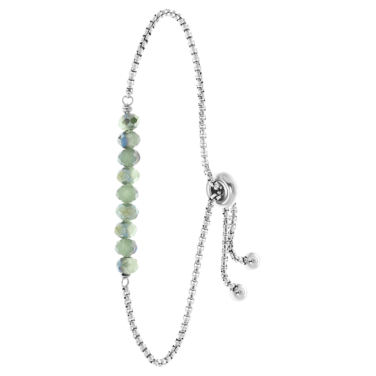 Gerecycleerd stalen armband met lichtgroene kralen