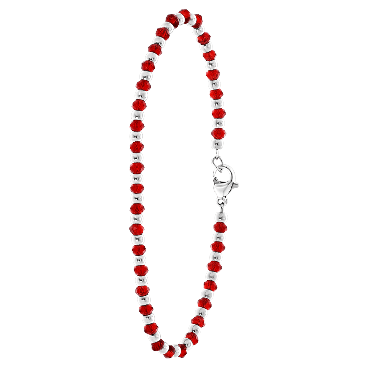 Gerecycleerd stalen armband met rode kralen