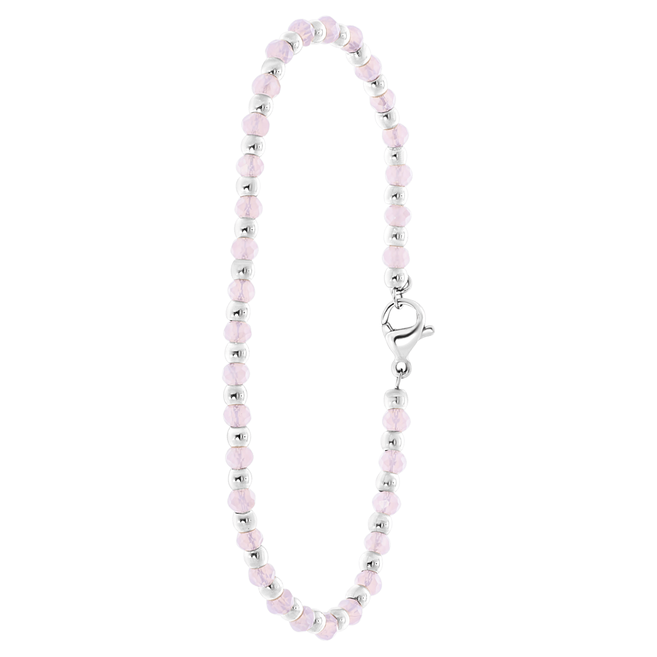 Gerecycled stainless steel armband met roze kralen