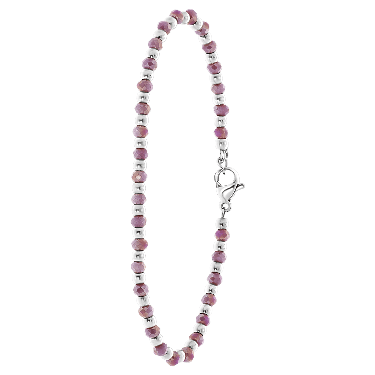 Gerecycleerd stalen armband met paarse kralen
