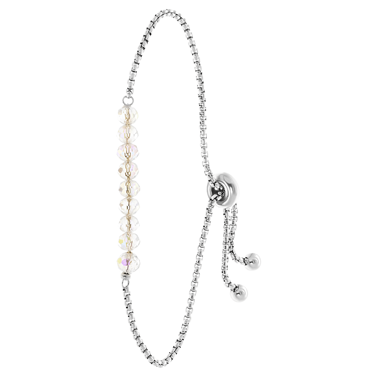 Gerecycled stainless steel armband met witte kralen