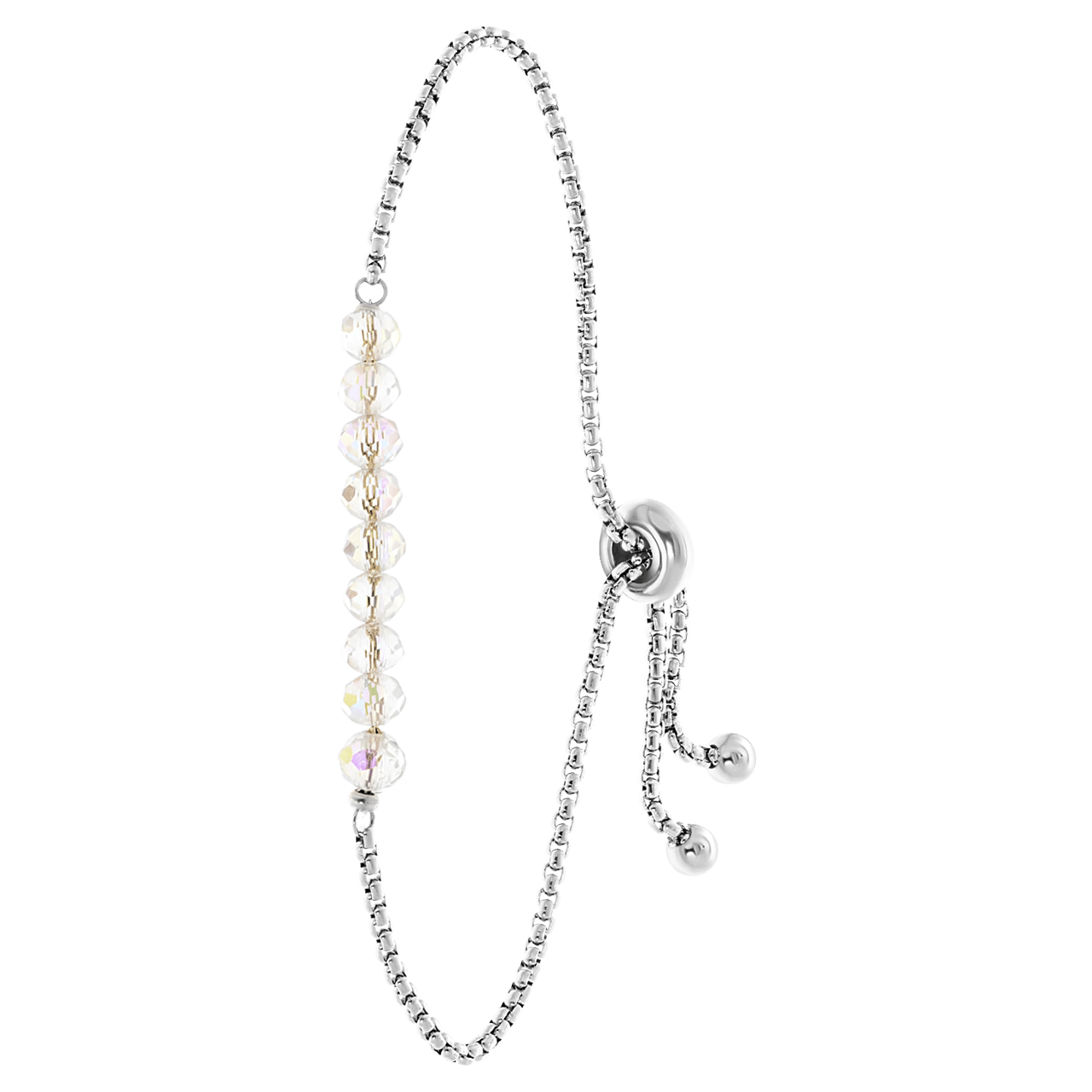 Gerecycleerd stalen armband met witte kralen
