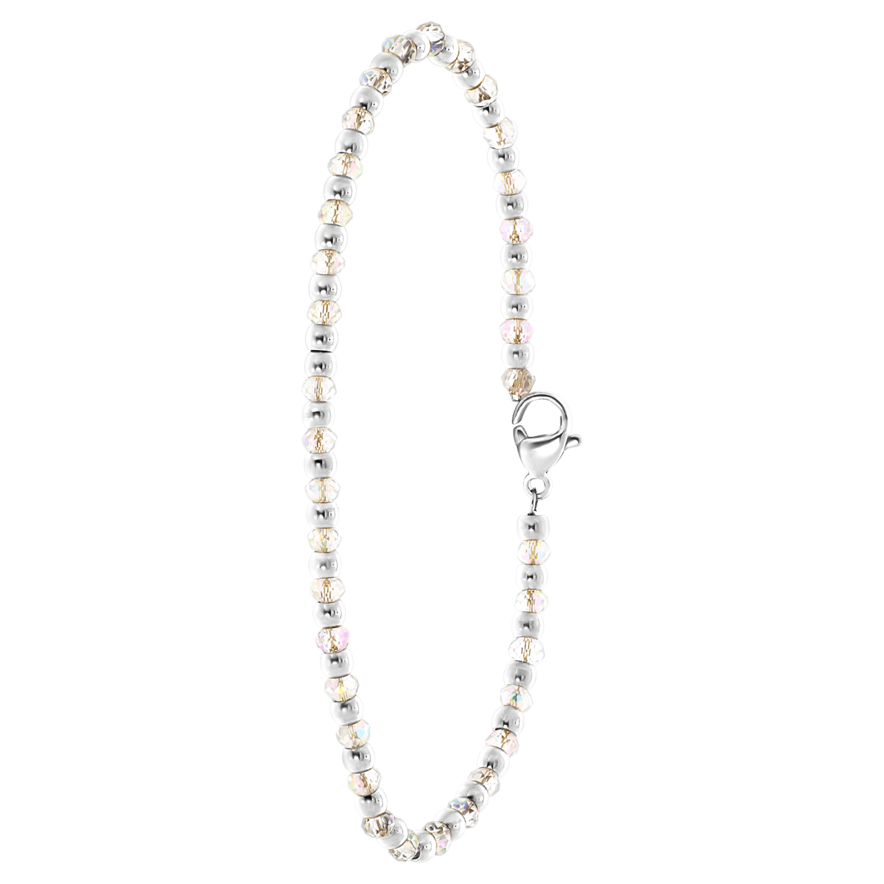 Gerecycleerd stalen armband met witte kralen