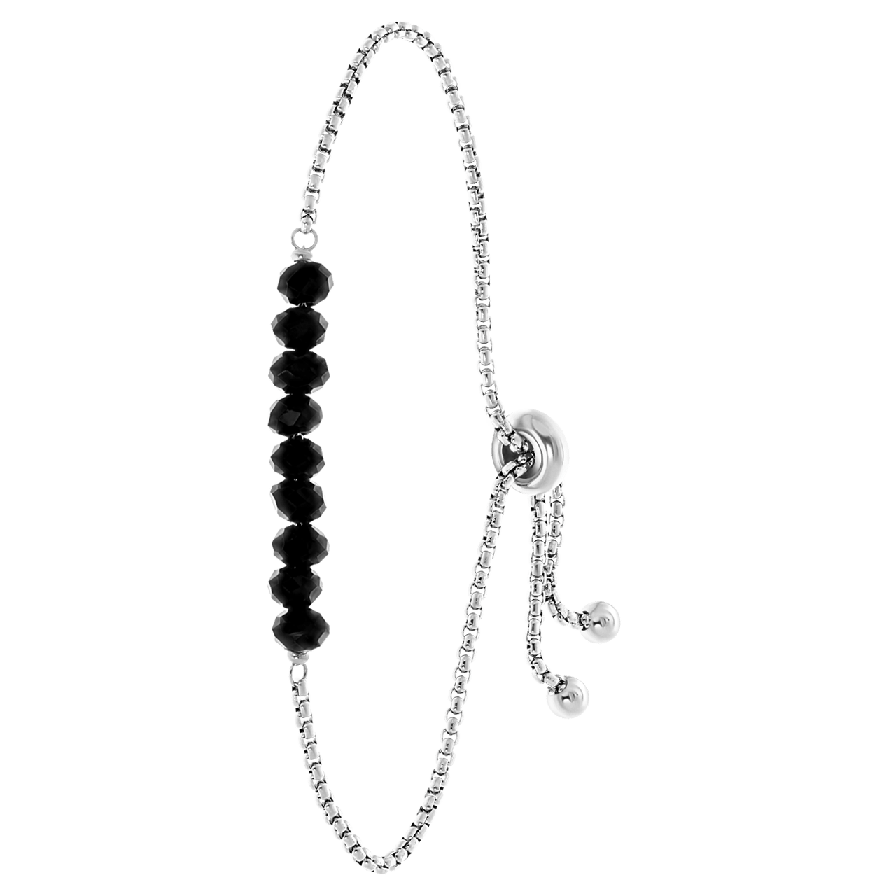 Gerecycleerd stainless steel armband met zwarte kralen