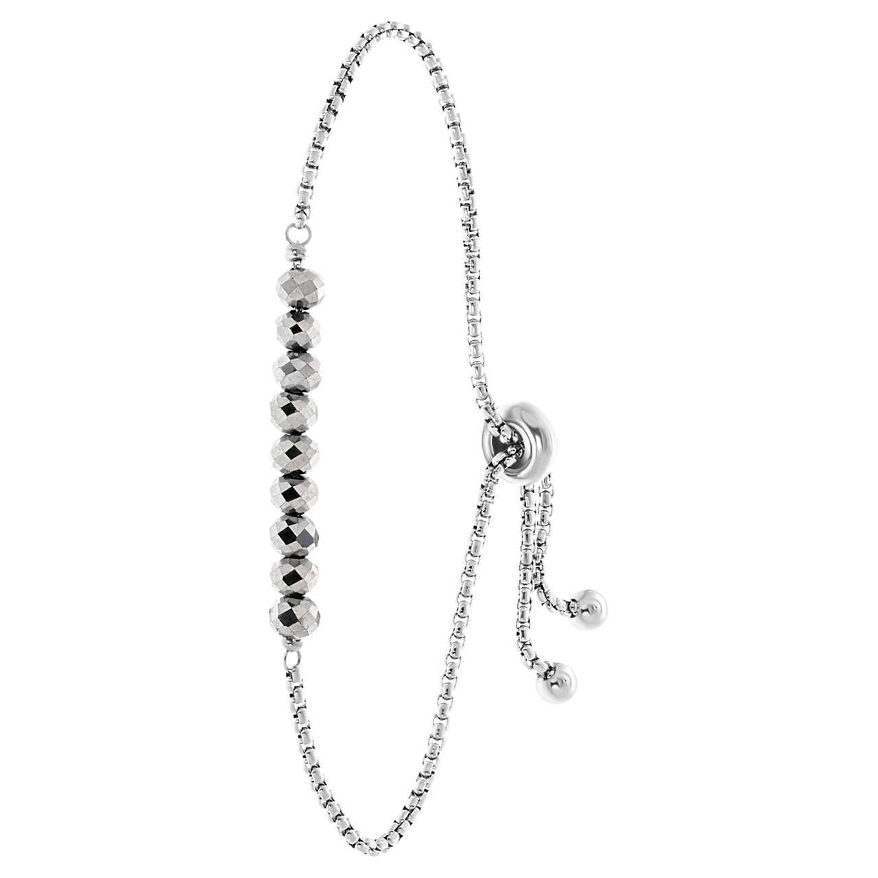Gerecycleerd stainless steel armband met zilverkleurige kralen