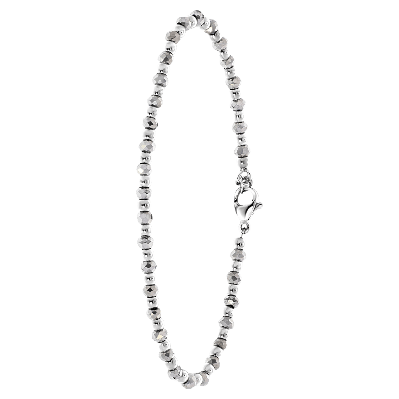 Gerecycleerd stalen armband met zilverkleurige kralen