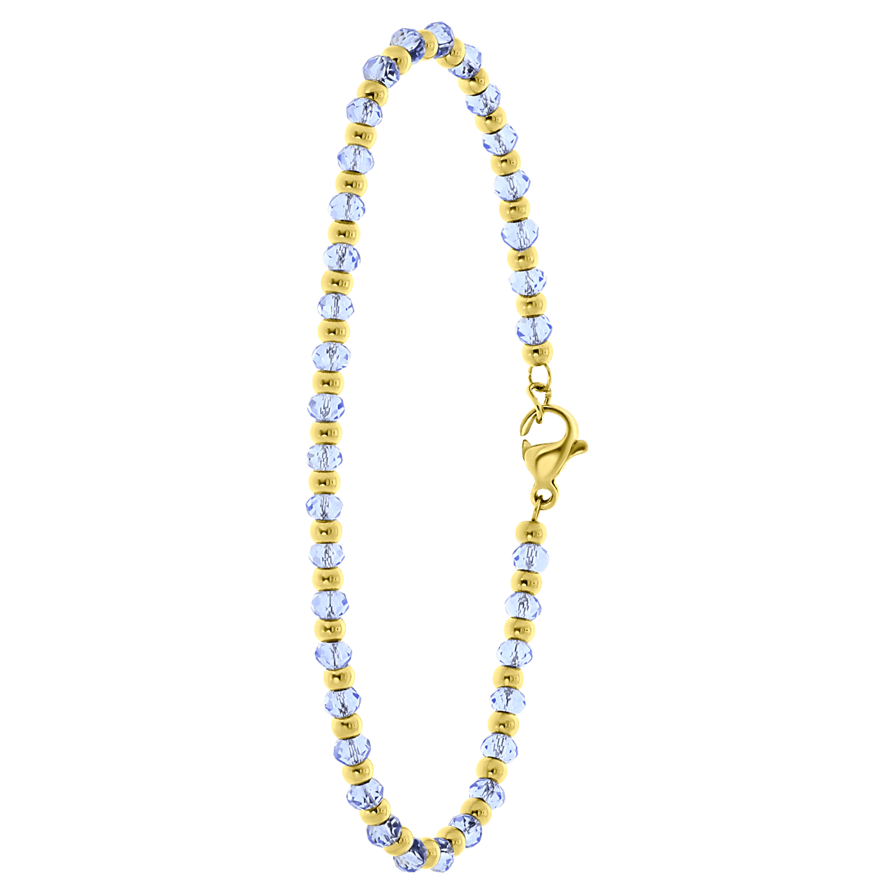 Armband, Edelstahl, vergoldet, mit blauen Perlen