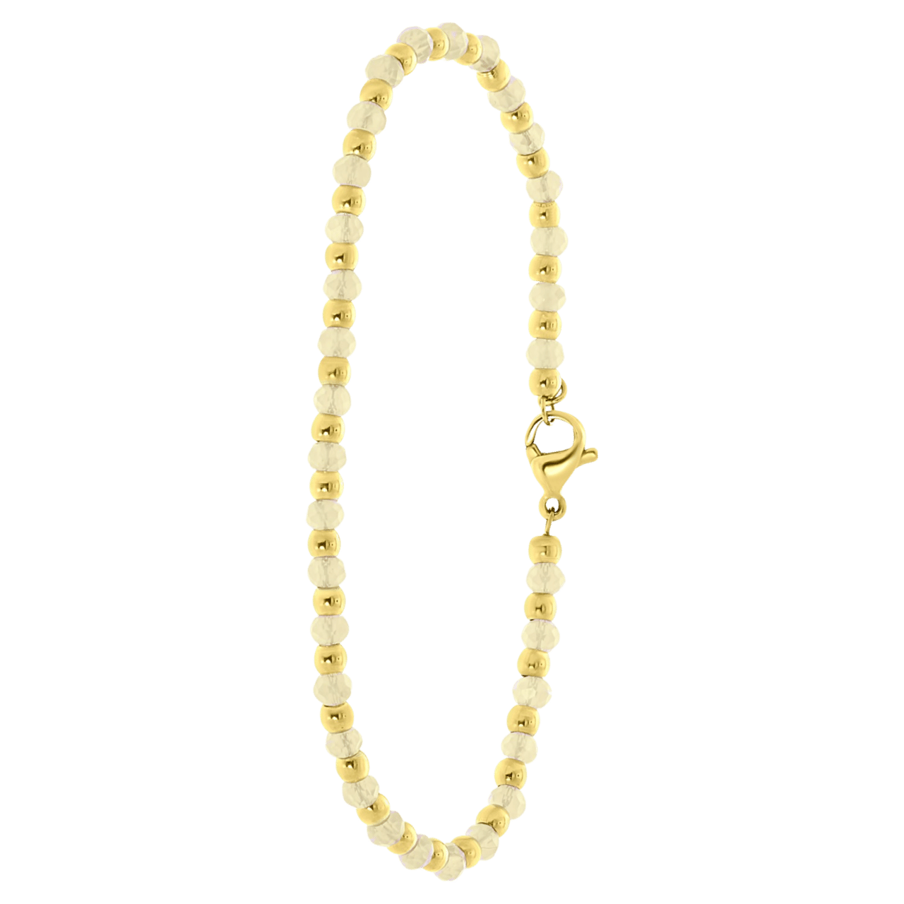 Gerecycleerd stalen goldplated armband met goudkleurige kralen