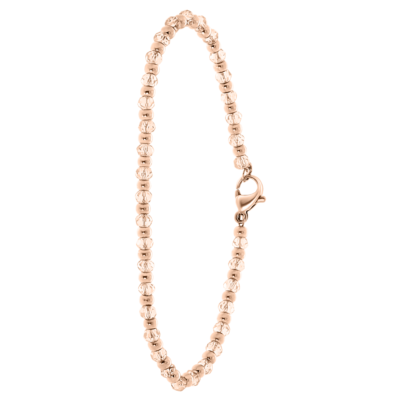 Gerecycleerd stalen roseplated armband met rosekleurige kralen