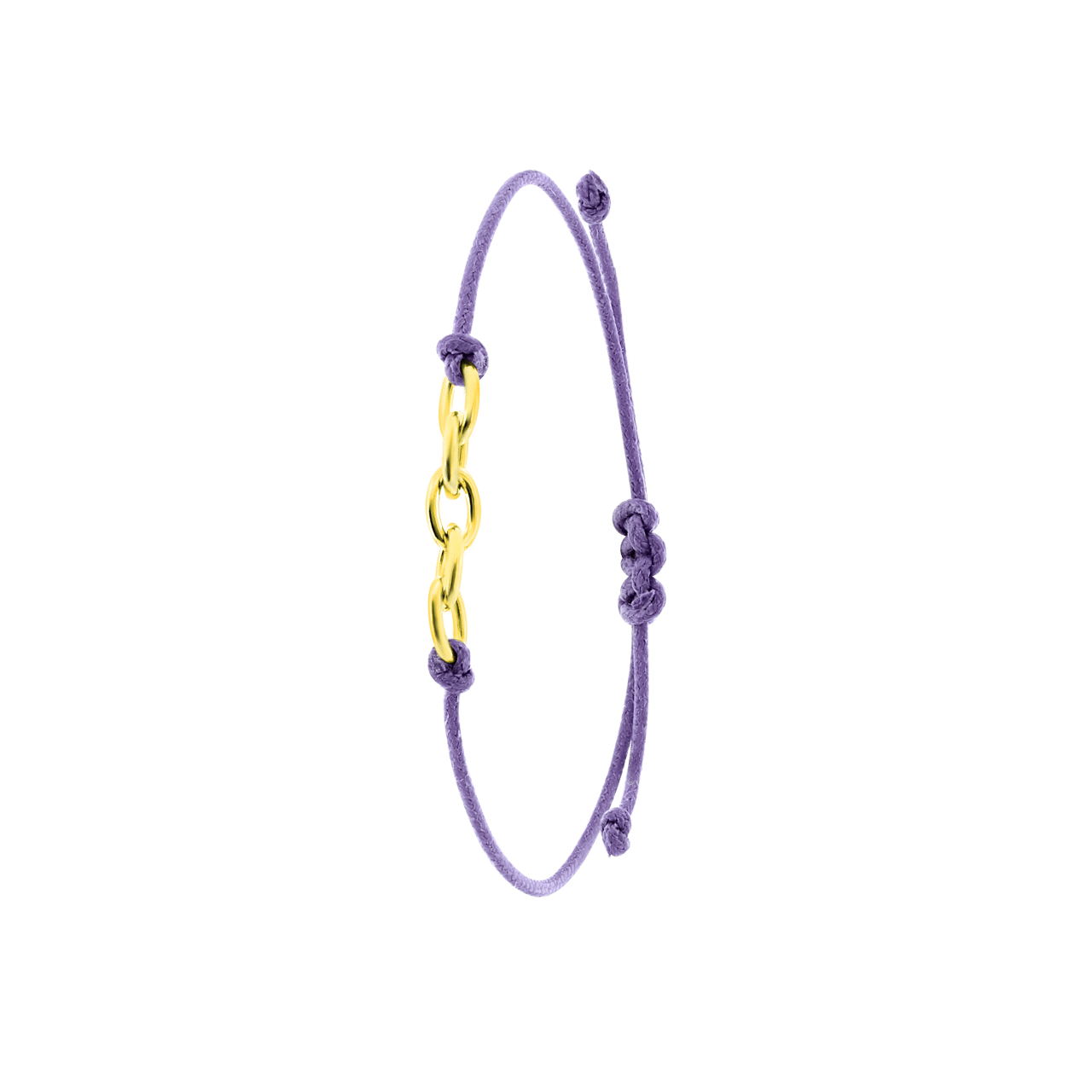 Kordelarmband, 925 Silber, vergoldet, lila, Zierglieder
