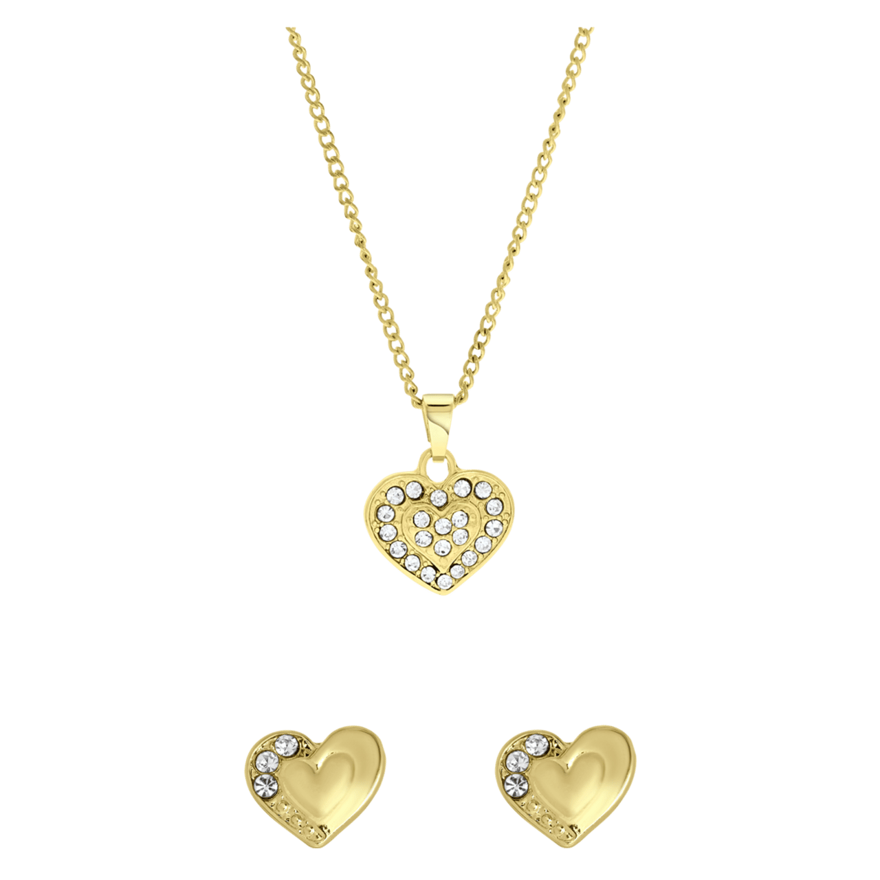 Goudkleurig bijoux setje met hartjes