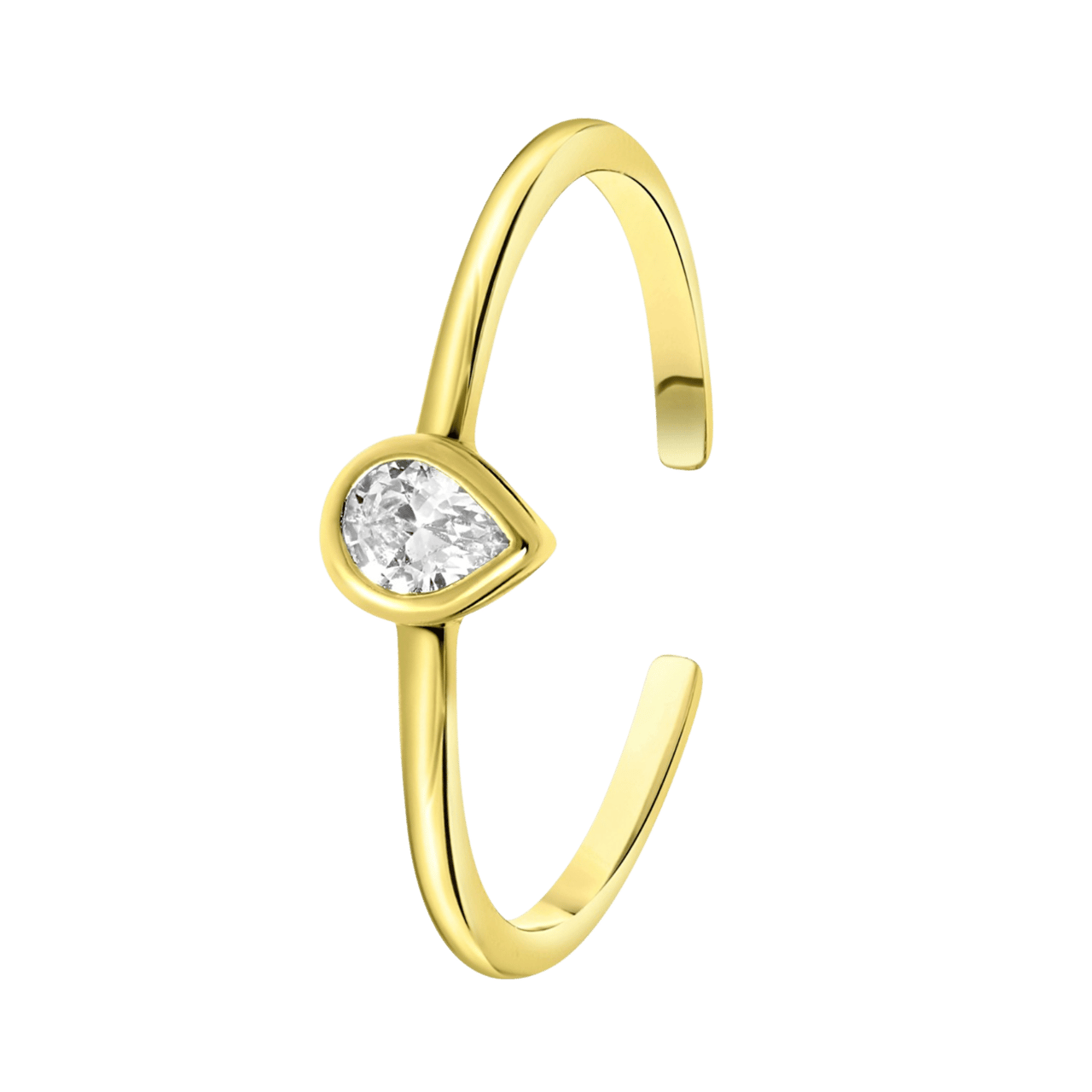 Zilveren goldplated ring met druppel met zirkonia voor dames