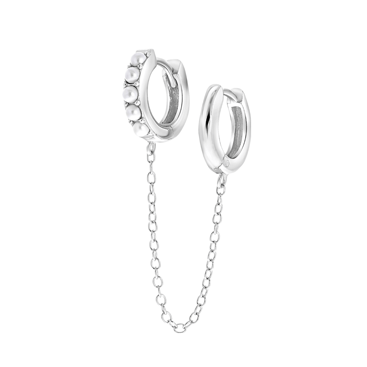 Ohrring, 925 Silber, doppelt, mit Perle