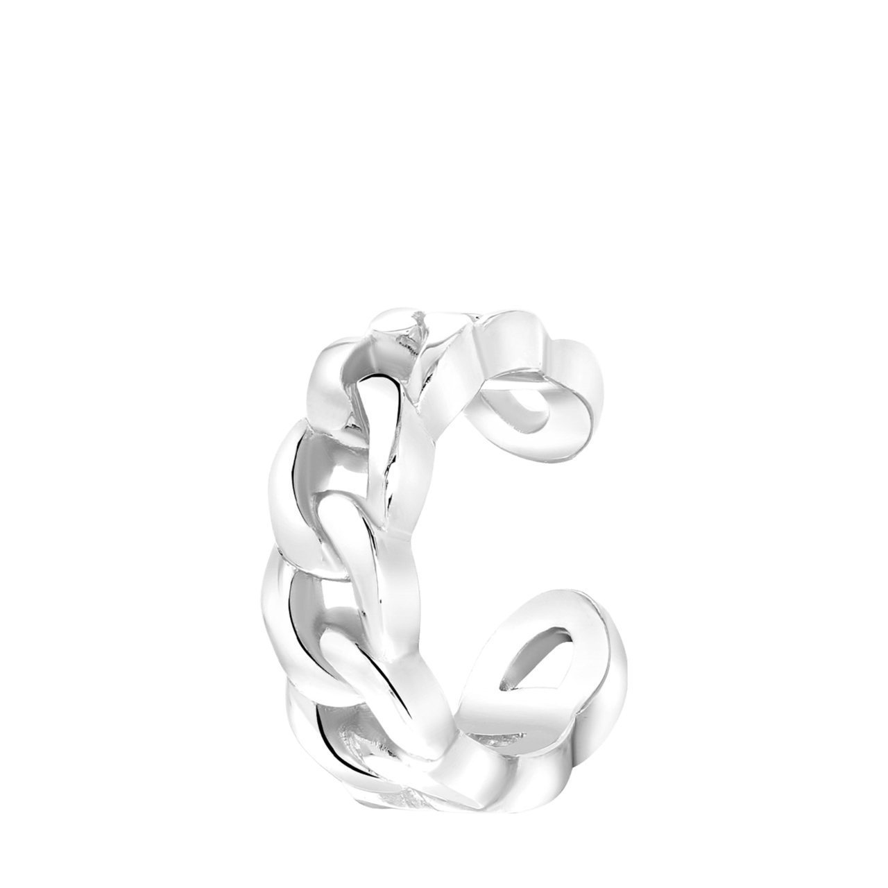 Zilveren earcuff gourmetschakel