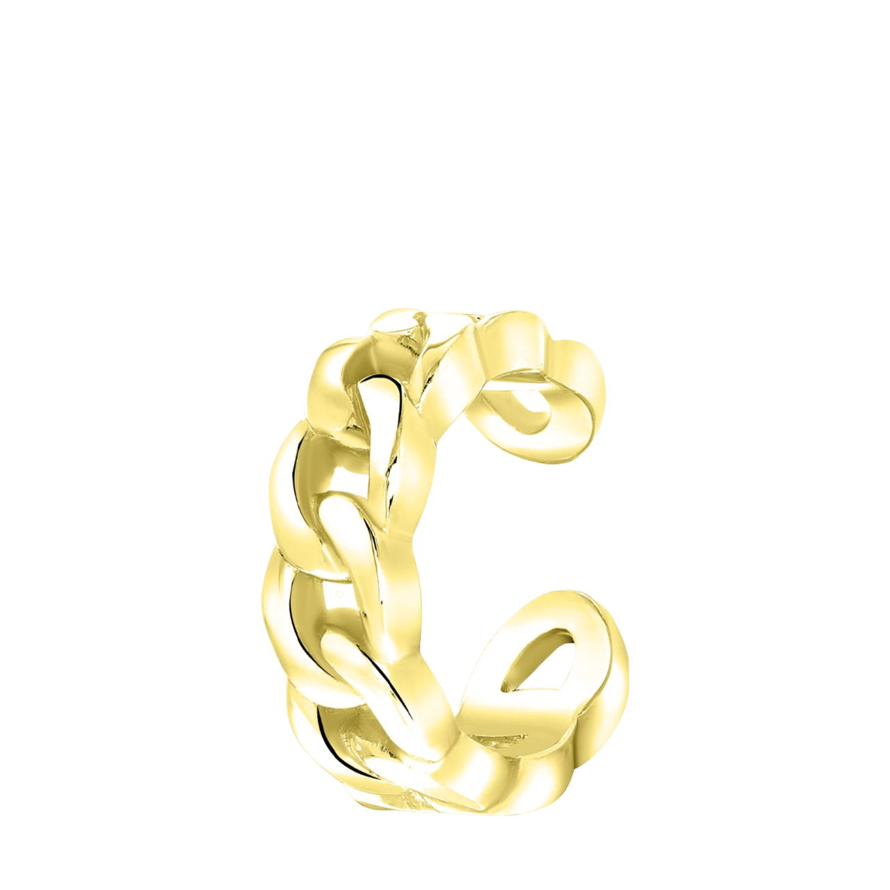 Zilveren goldplated earcuff gourmetschakel