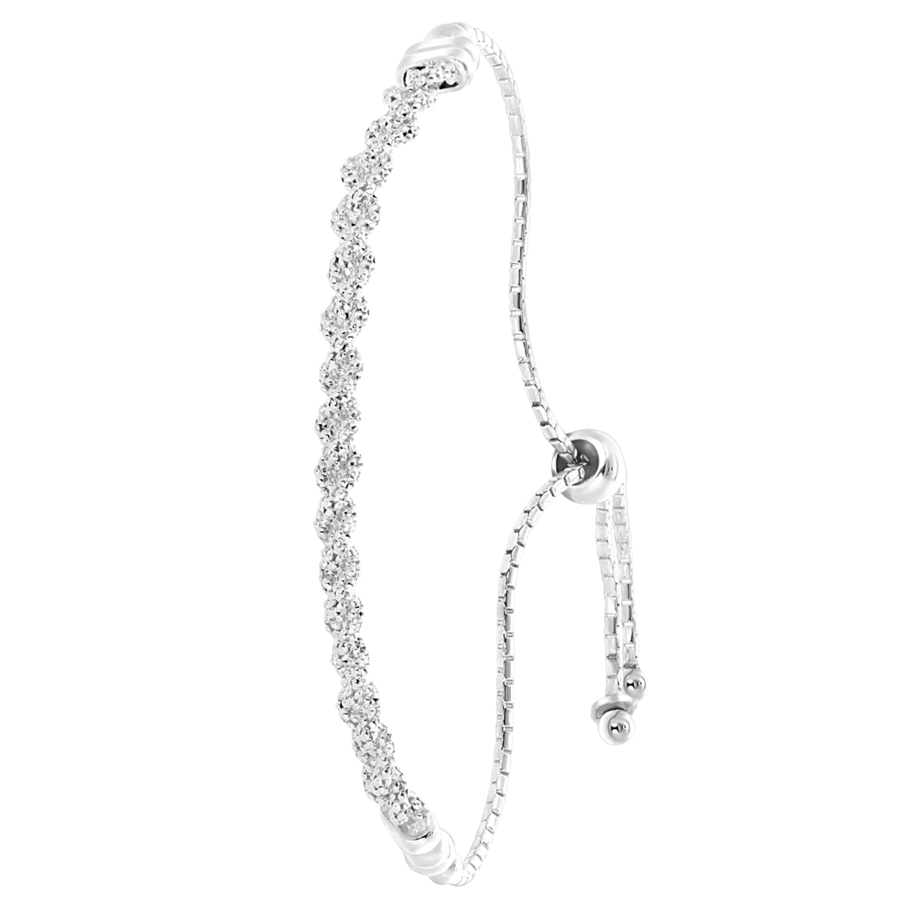 Gerecycled zilveren armband gevlochten verschuifbaar