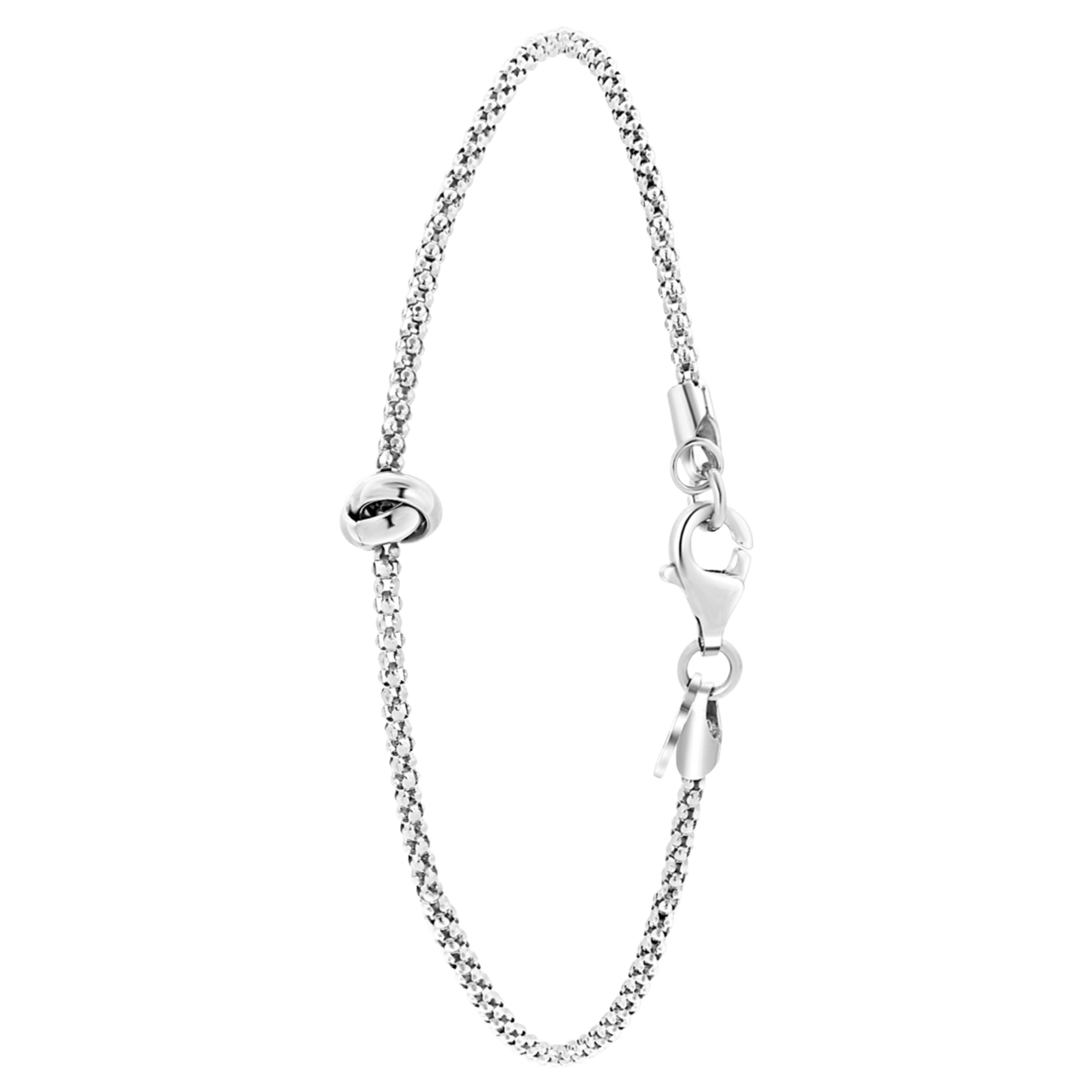 Gerecycleerd zilveren armband popcorn met knoop