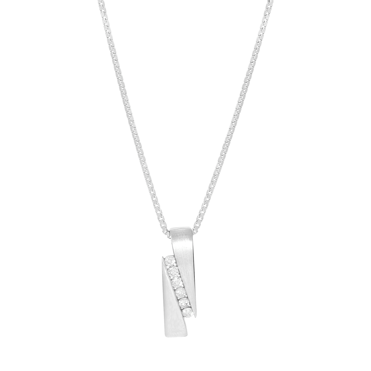 Zilveren ketting met hanger mat/glans met zirkonia