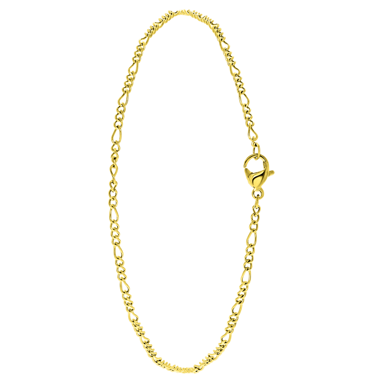 Gerecycleerd stainless steel goldplated enkelband figaro