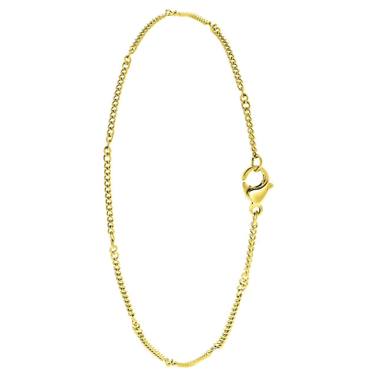 Gerecycleerd stainless steel goldplated enkelband gourmetschakel