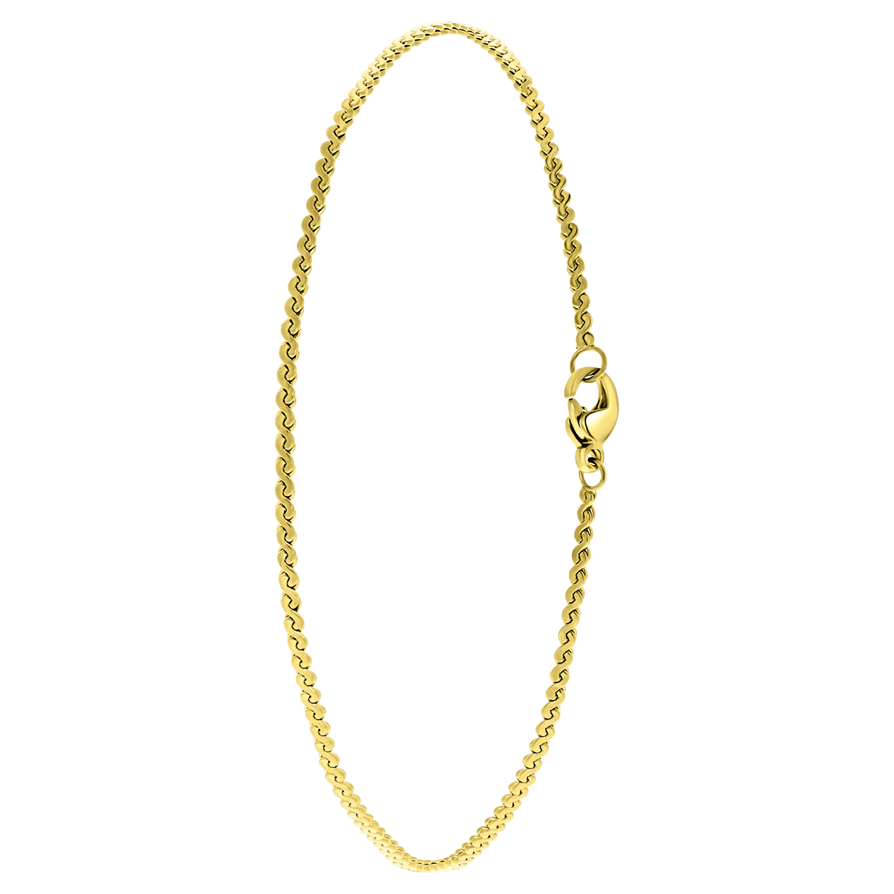 Gerecycleerd stainless steel goldplated enkelband serpentine