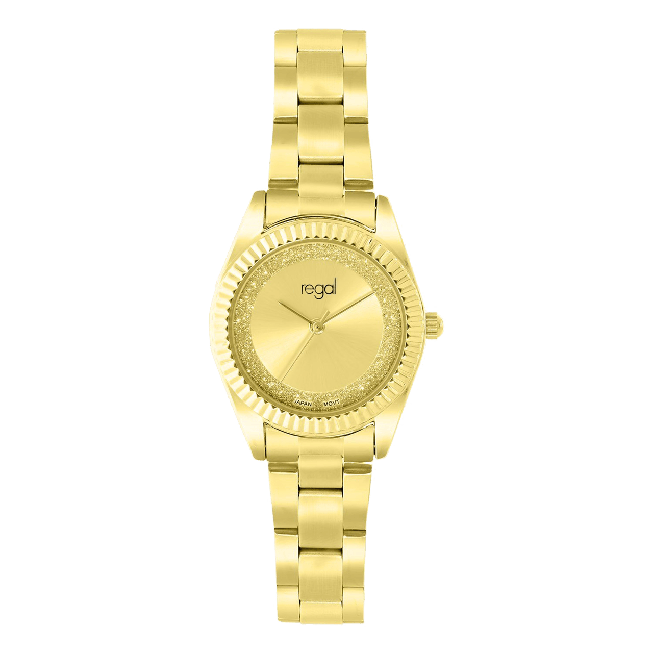 Regal Damenambanduhr, goldfarbenes Armband, Legierung