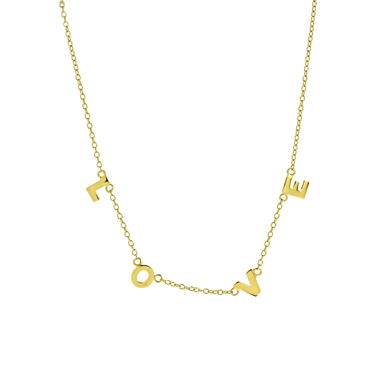 Zilveren ketting goldplated LOVE