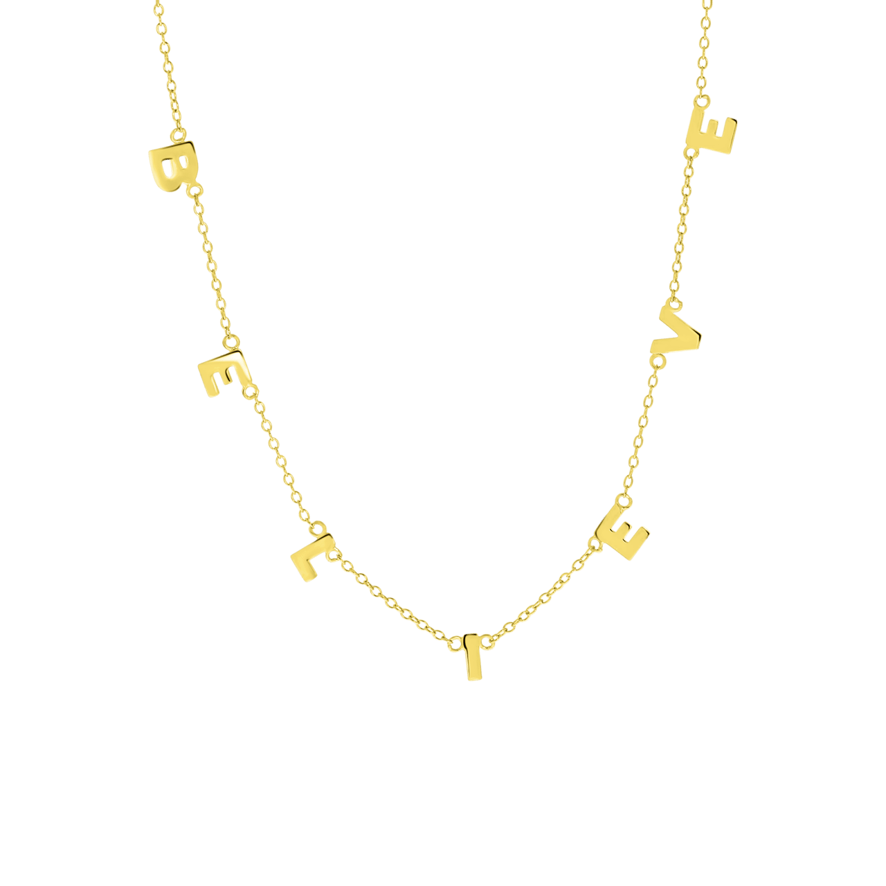 Zilveren ketting goldplated BELIEVE