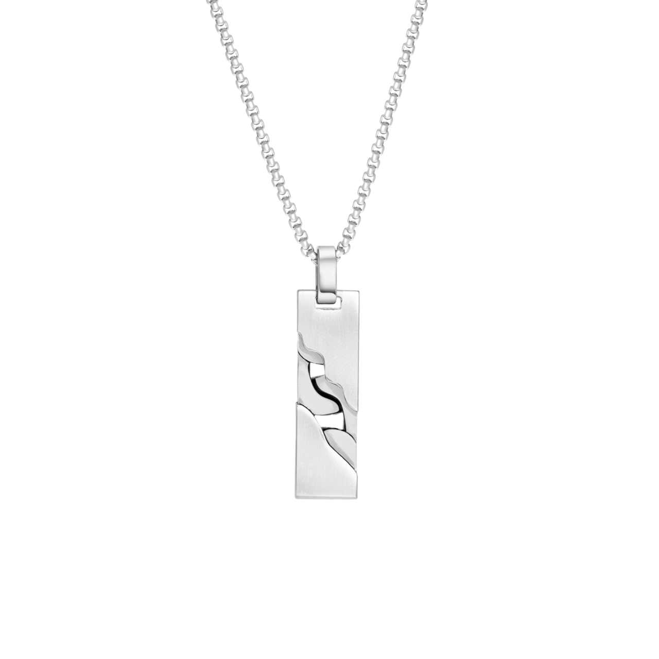 Gerecycled stainless steel herenketting met hanger plaat