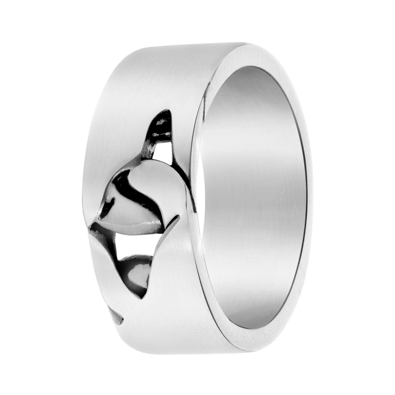 Gerecycleerd stainless steel herenring mat met schakel
