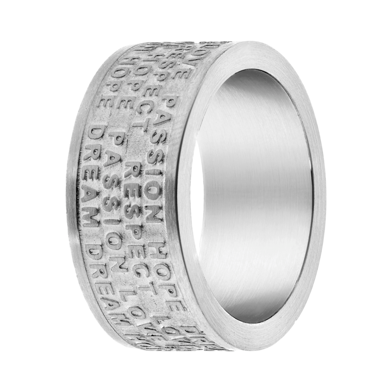 Herrenring, Edelstahl, matt, mit Inschrift
