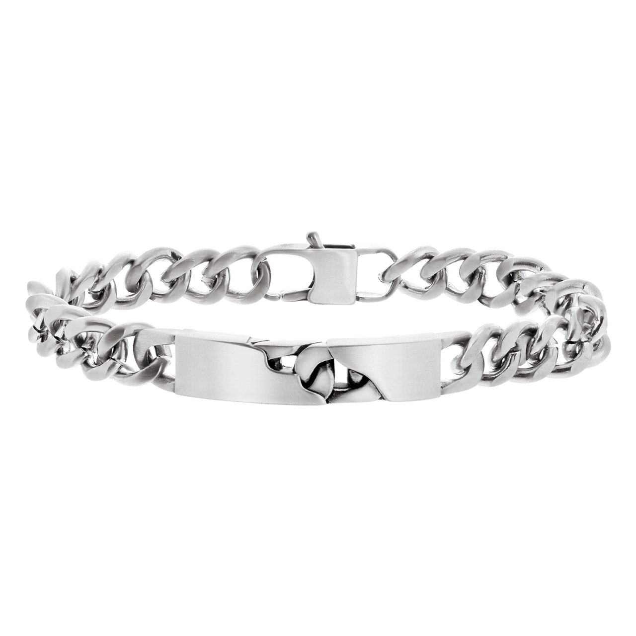 Gerecycled stainless steel plaatarmband mat met gourmetschakel