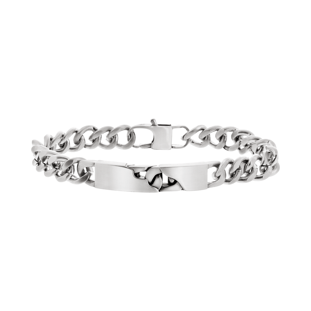 Plattenarmband, Edelstahl, matt, mit Gourmetglied