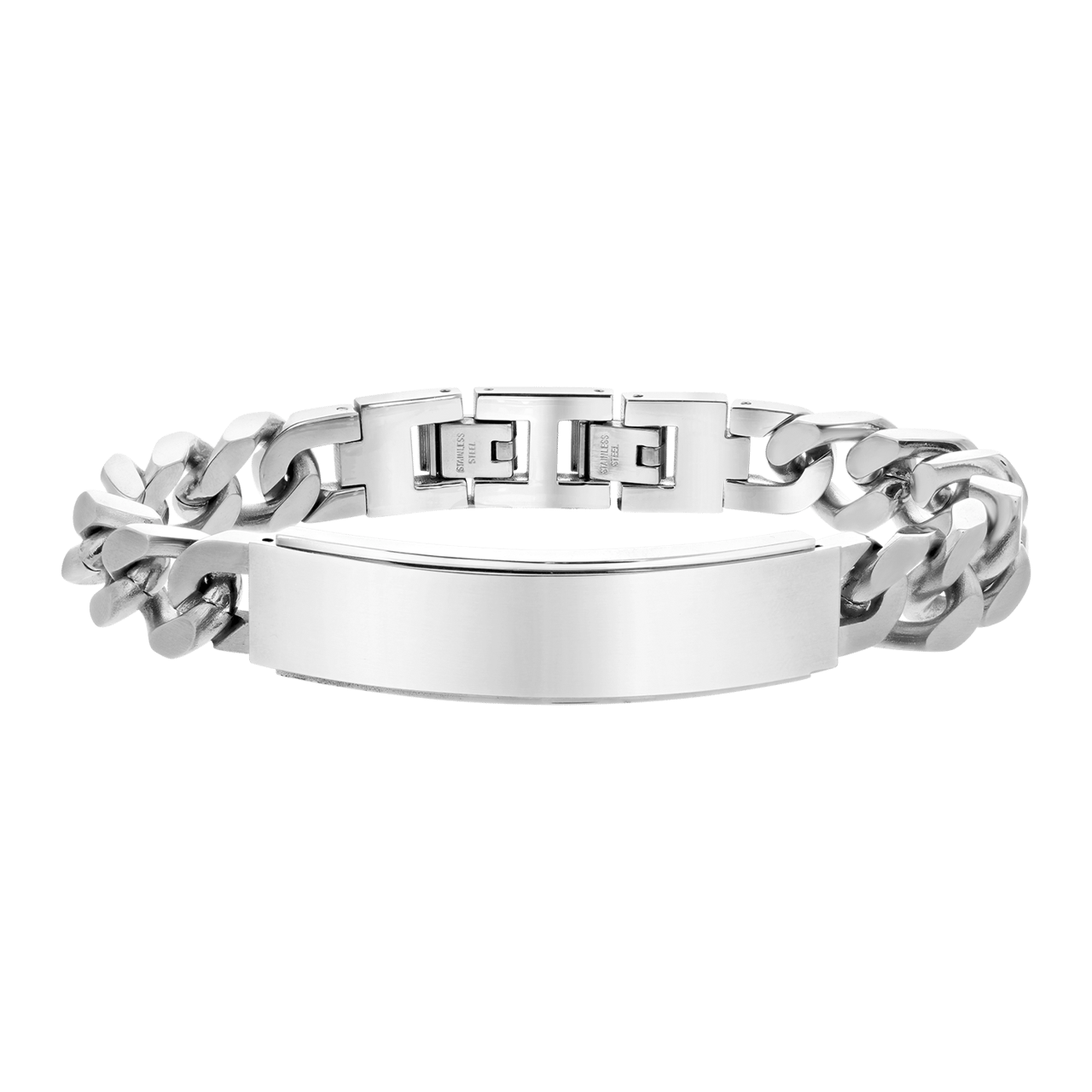 Gerecycled stainless steel plaatarmband mat met gourmetschakel