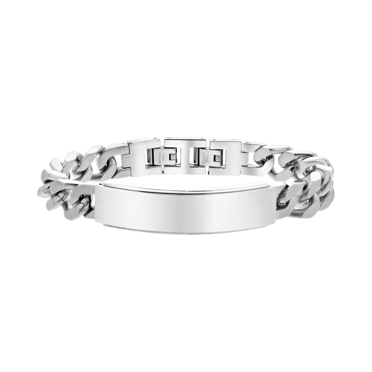 Plattenarmband, Edelstahl, matt, mit Gourmetglied