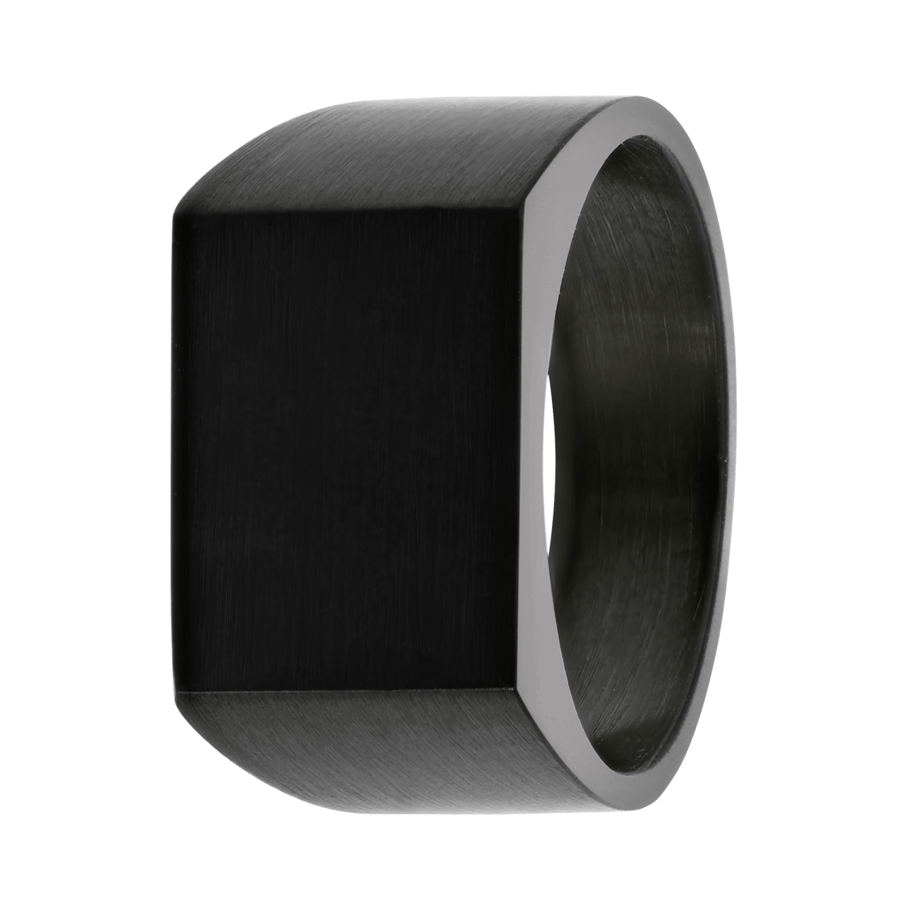 Gerecycled stainless steel blackplated heren zegelring