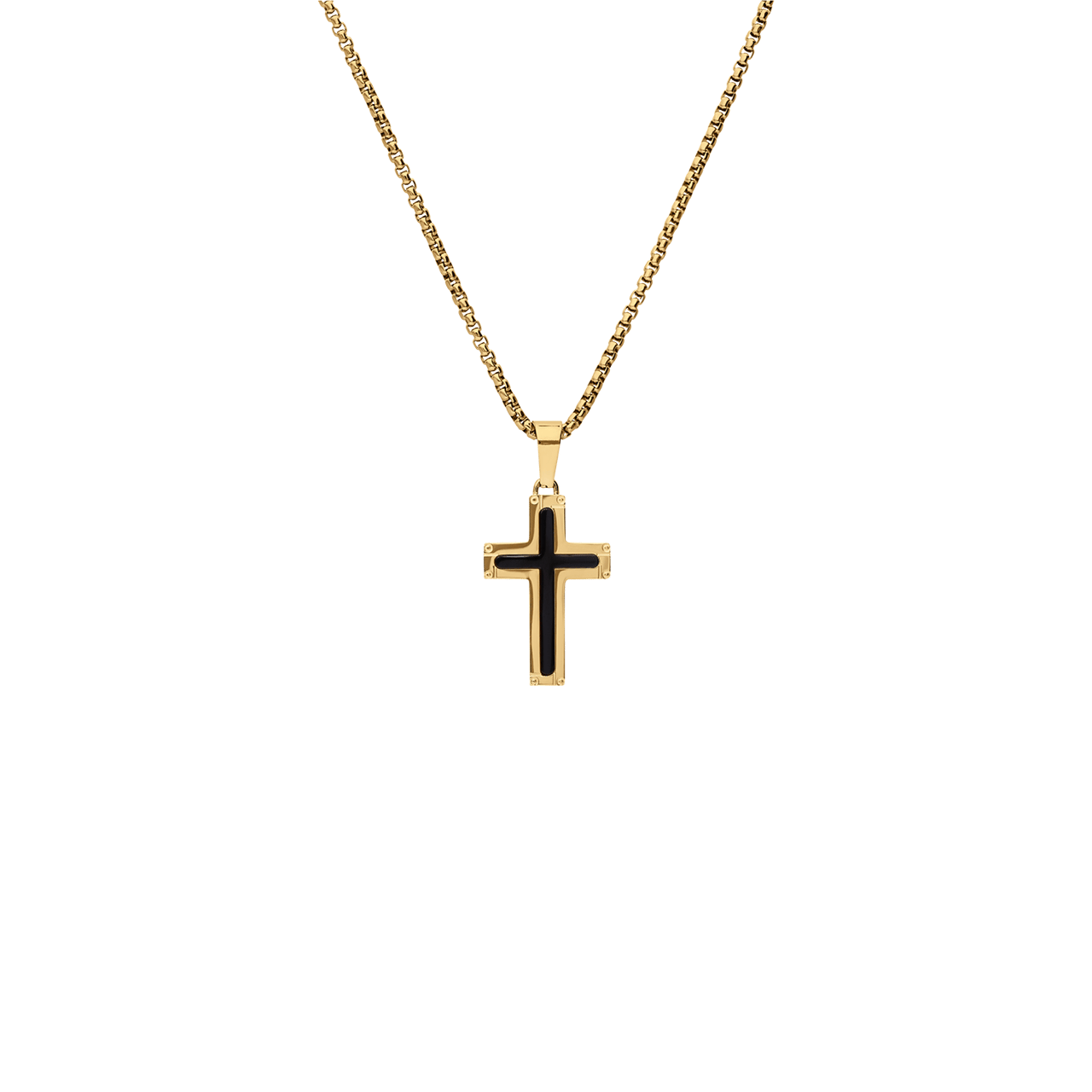 Stalen goldplated herenketting met hanger kruis