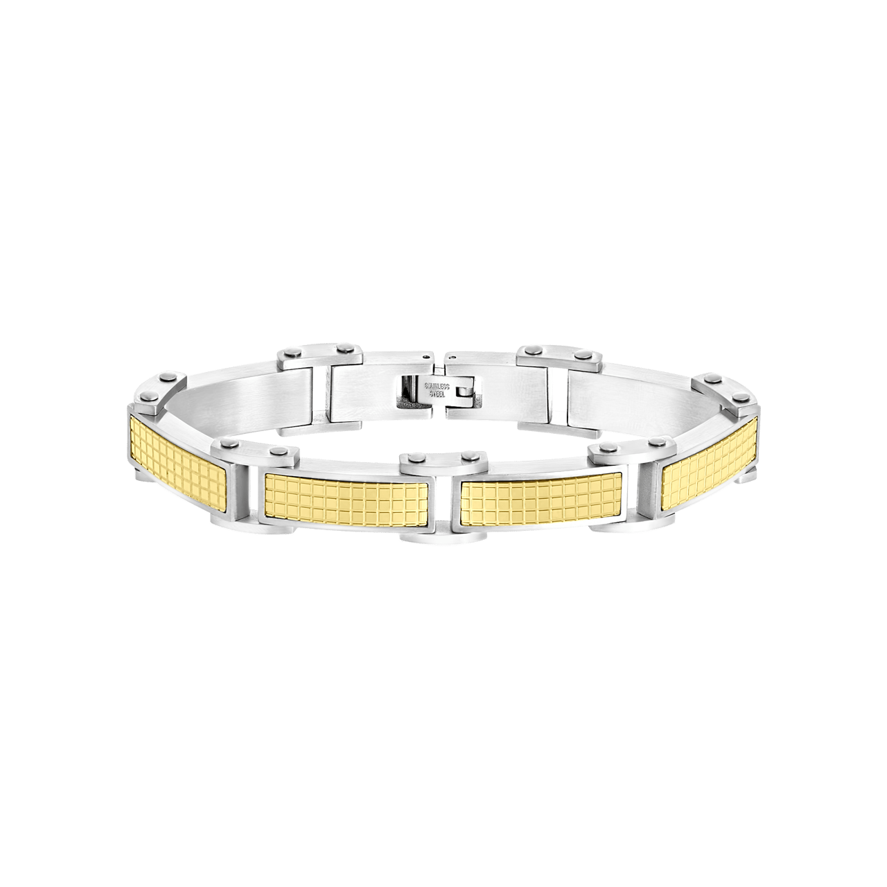 Gerecycled stalen goldplated herenarmband schakel