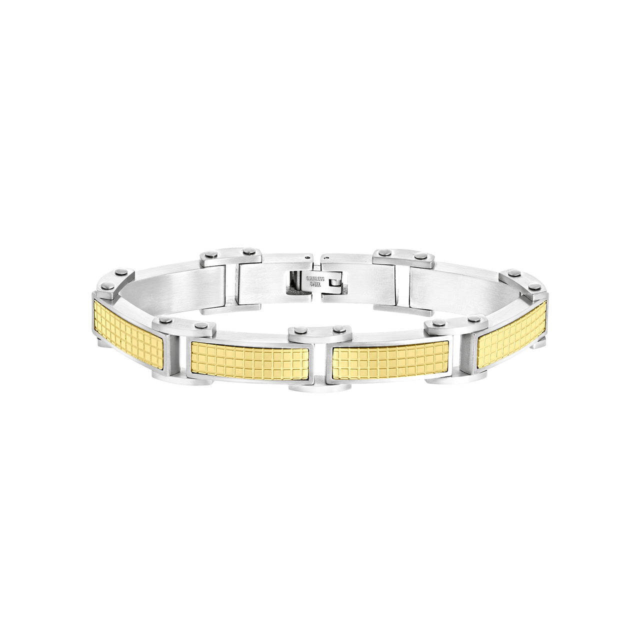 Gerecycleerd stainless steel goldplated herenarmband schakel