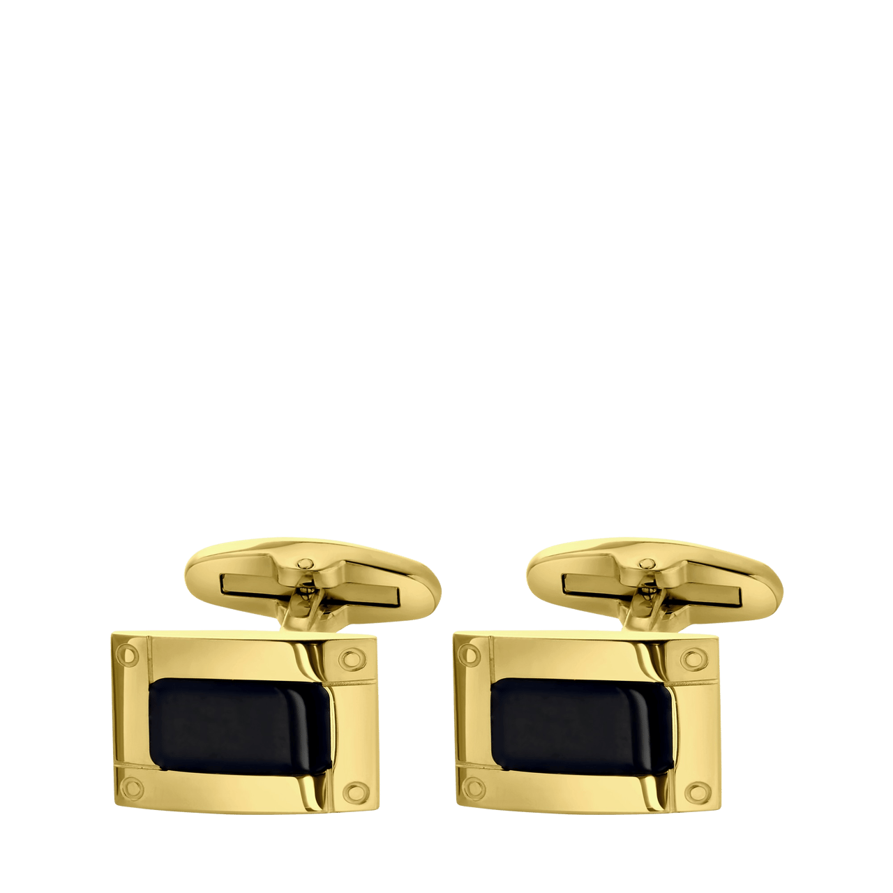 Gerecycled stalen goldplated manchetknopen met zwart detail