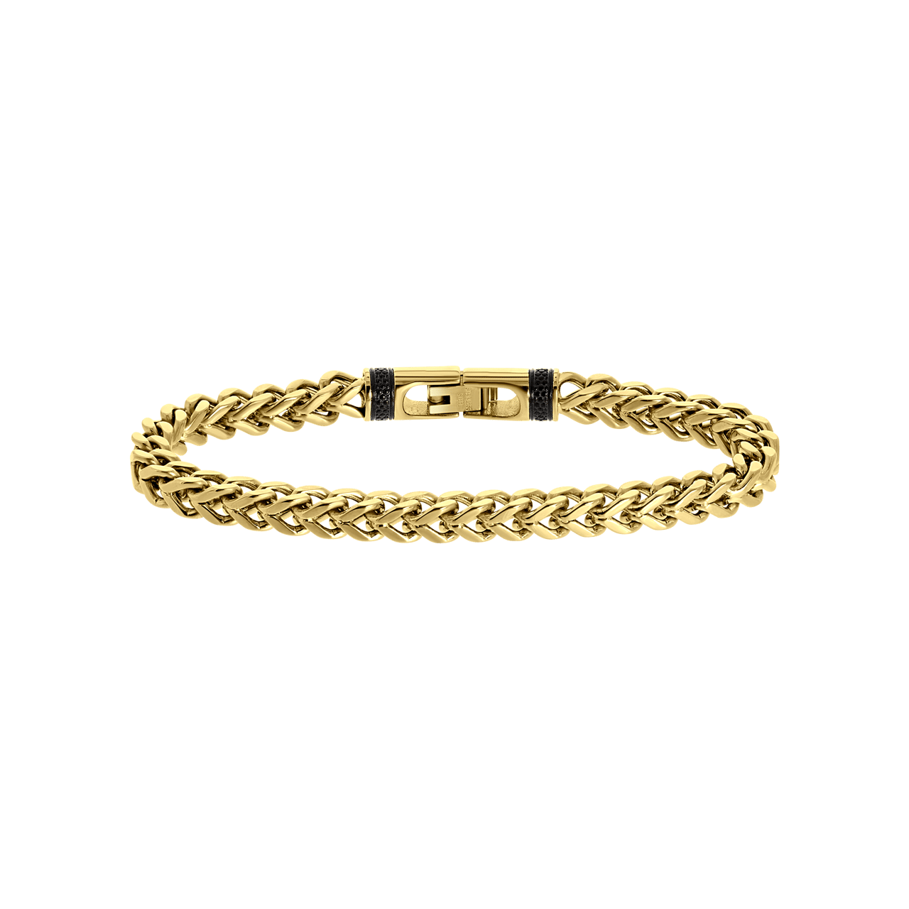 Stalen goldplated herenschakelarmband