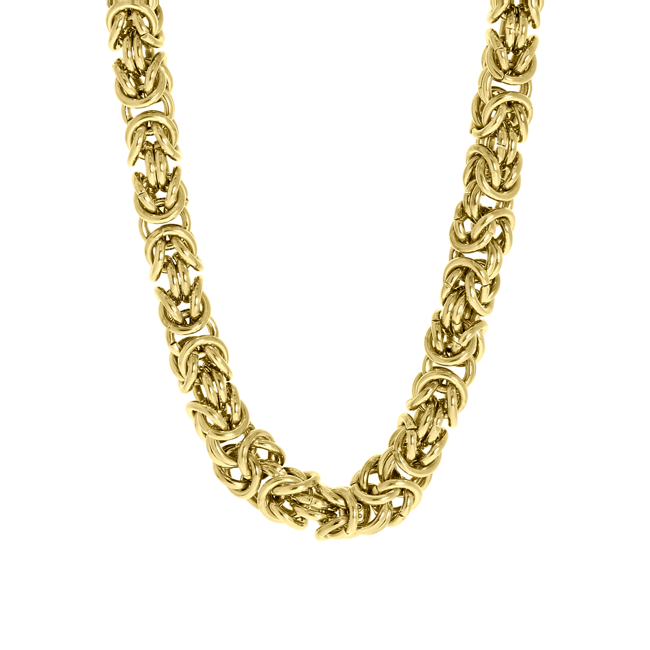 Gerecycled stainless steel goldplated ketting met koningsschakel voor heren