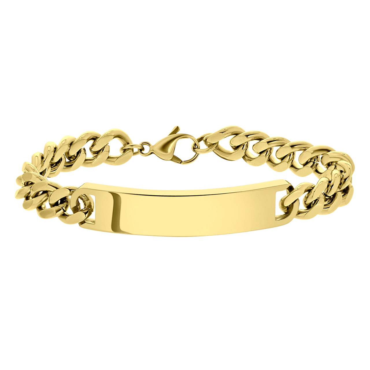 Gerecycleerd stainless steel goldplated heren plaatarmband